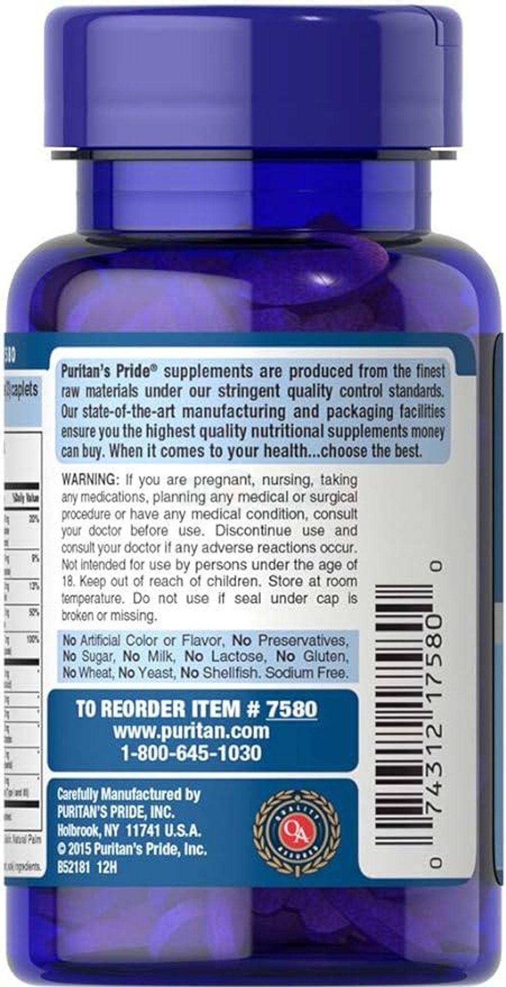 Puritan's Pride Hair Skin and Nails Biotin Formula Coated Caplets, 3000 Mcg, 60 Count  