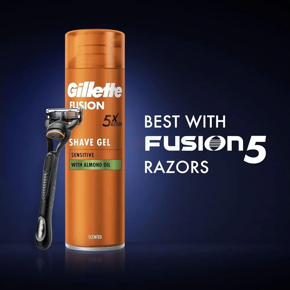 Gillette Fusion 5X Action Shaving Gel With Almond Oil  
