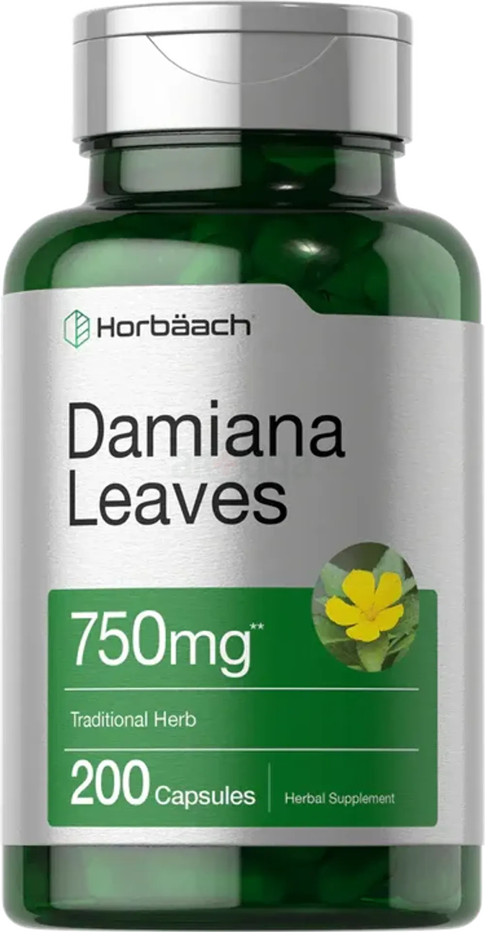 Damiana Leaf 750mg | 200 Capsules | Turnera Diffusa | Non-GMO, Gluten Free  