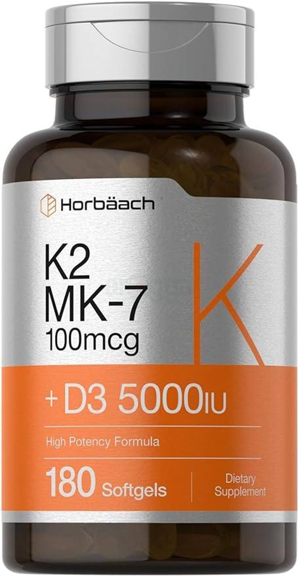 Vitamin D3 K2 | 5000iu of Vitamin D & 100mcg MK-7 Complex | 180 Softgel  