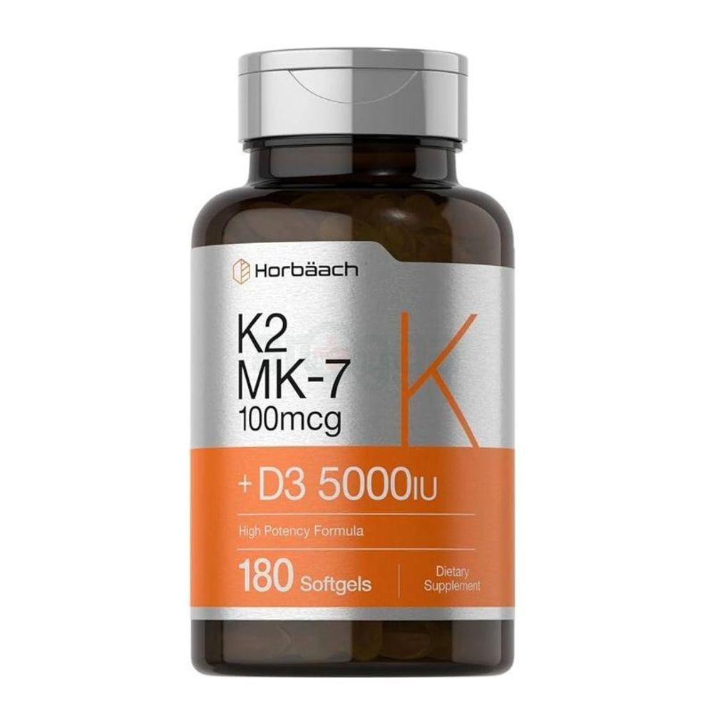 Vitamin D3 K2 | 5000iu of Vitamin D & 100mcg MK-7 Complex 180 Softgel  