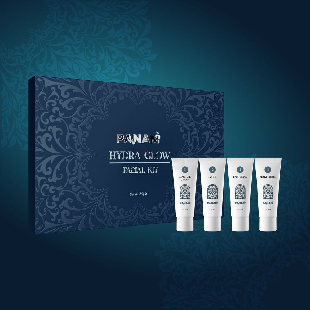 Panam Hydra Glow Facial Kit 80g (Massage Cream + Face Scrub + Face Mask + Moisturizer)  