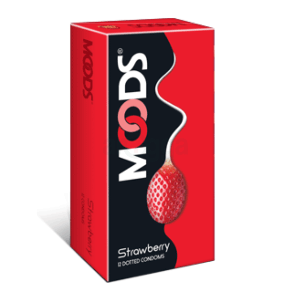 Moods Strawberry Flavored Dotted Premium Condom - 12Pcs Pack