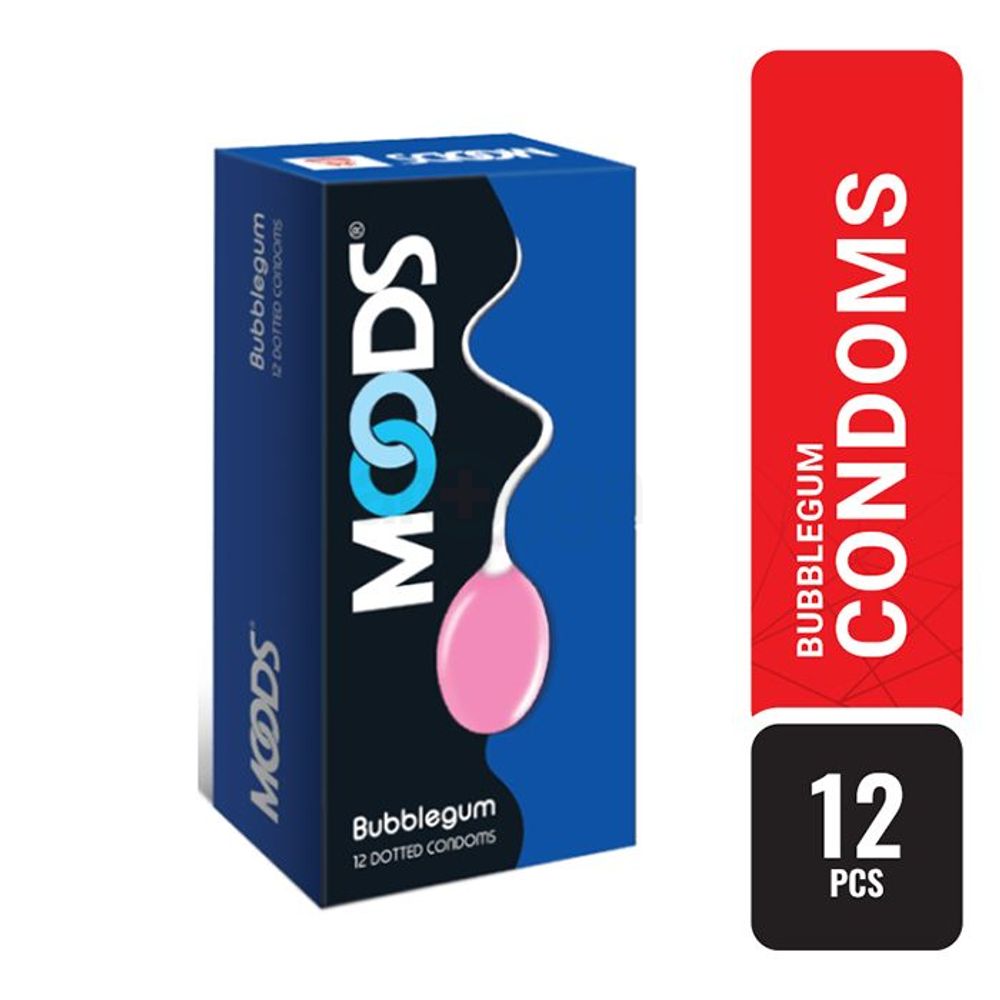 Moods Bubblegum Flavored Dotted Premium Condom - 12Pcs Pack  