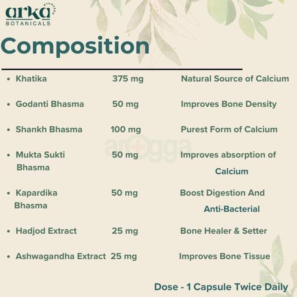 Calci Plus 60 Veg Capsules Daily Bone Health, Density & Strength Plant Based  Khatika, Shankh Bhasma  