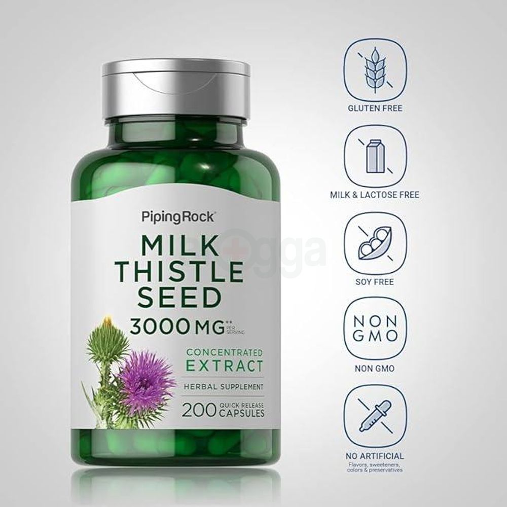 Piping Rock Milk Thistle Supplement  3000mg  200 Capsules  