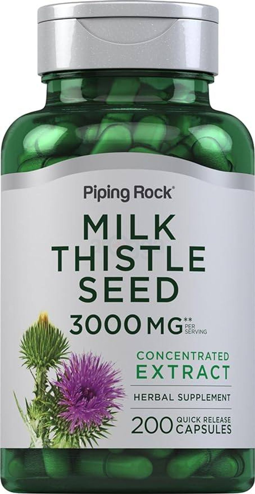 Piping Rock Milk Thistle Supplement  3000mg  200 Capsules  