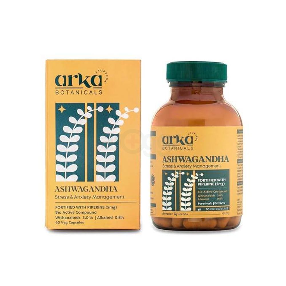 Arka Botanicals Ashwagandha 60 Veg Capsules| Stress and anxiety management  