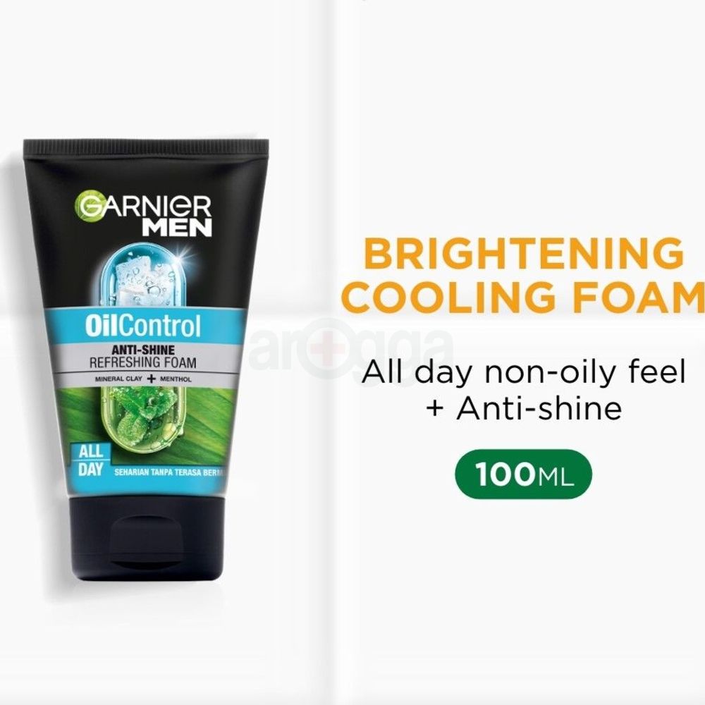 Garnier Men Oil Control Anti Shine All Day Refreshing Foam with Mineral Clay and Menthol  