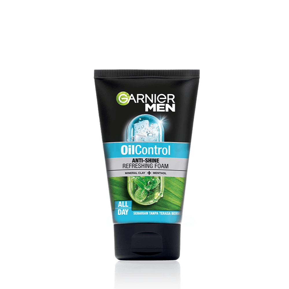 Garnier Men Oil Control Anti Shine All Day Refreshing Foam with Mineral Clay and Menthol  