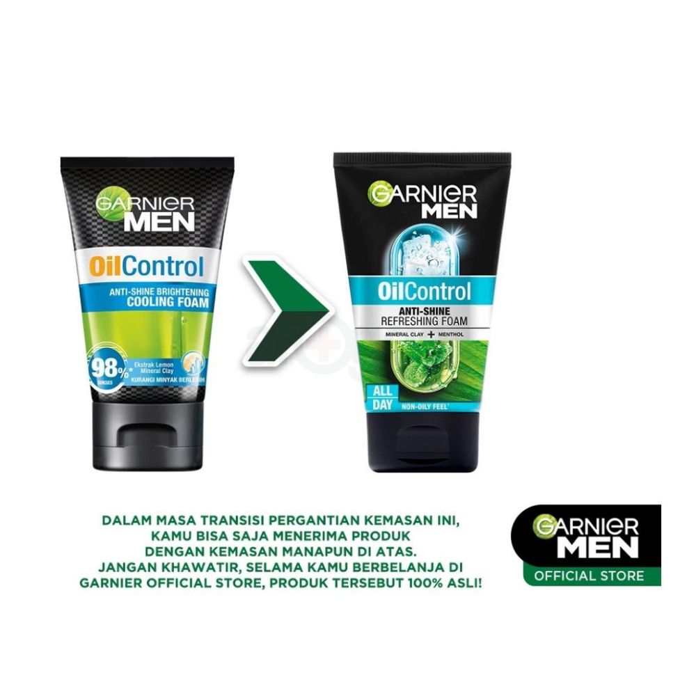 Garnier Men Oil Control Anti Shine All Day Refreshing Foam with Mineral Clay and Menthol  