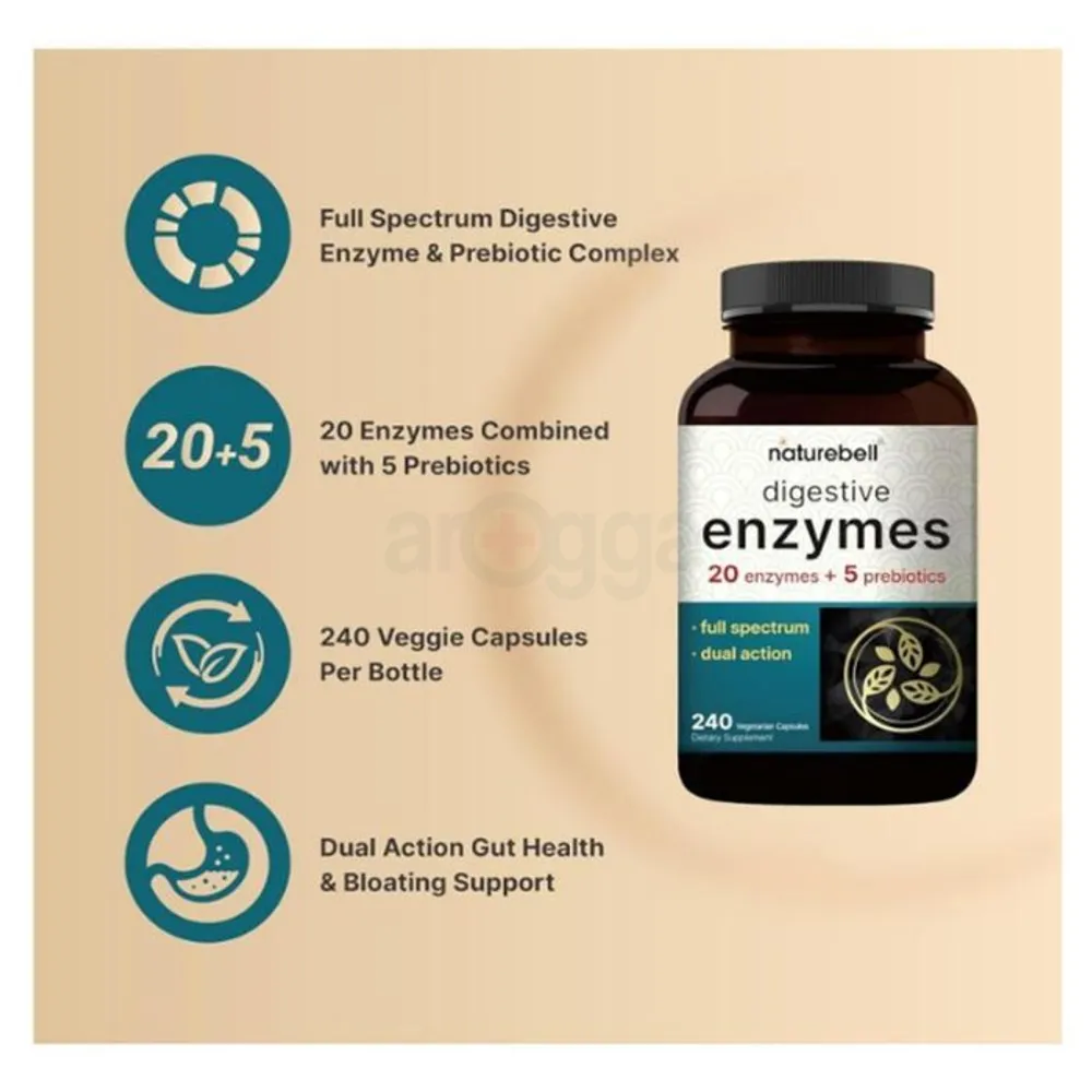 NatureBell Digestive Enzymes with Prebiotics and Prebiotics 240 Capsules  