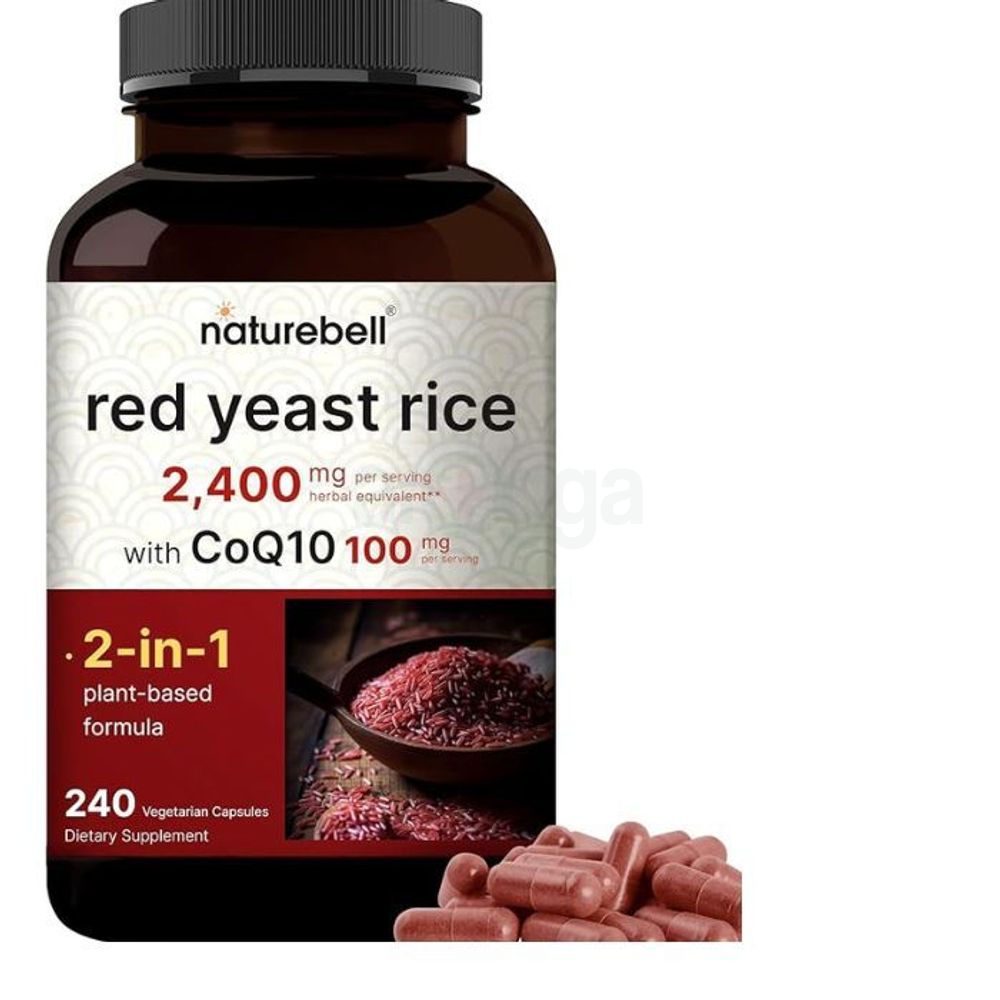 NatureBell Red Yeast Rice 2,400mg with CoQ10 100mg | 240 Veggie Capsules  