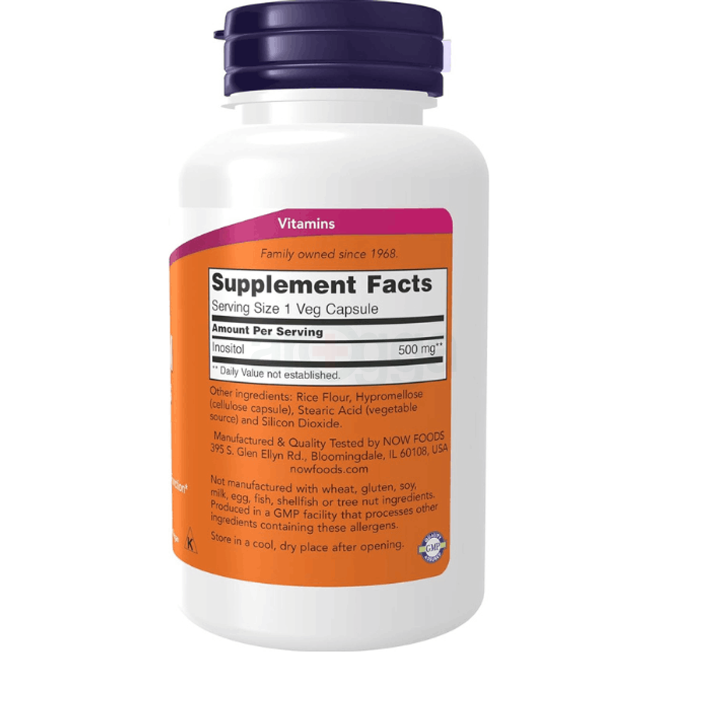 NOW Supplements, Inositol 500 mg, Healthy Membrane Function 100 Tablets  