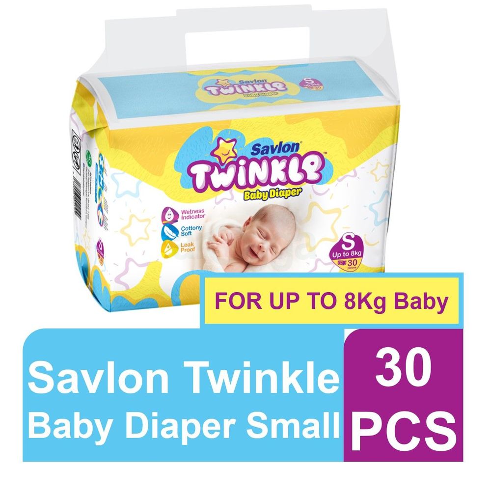 Savlon Twinkle Baby Belt Diaper Small 30 pcs (Upto 8kg)  