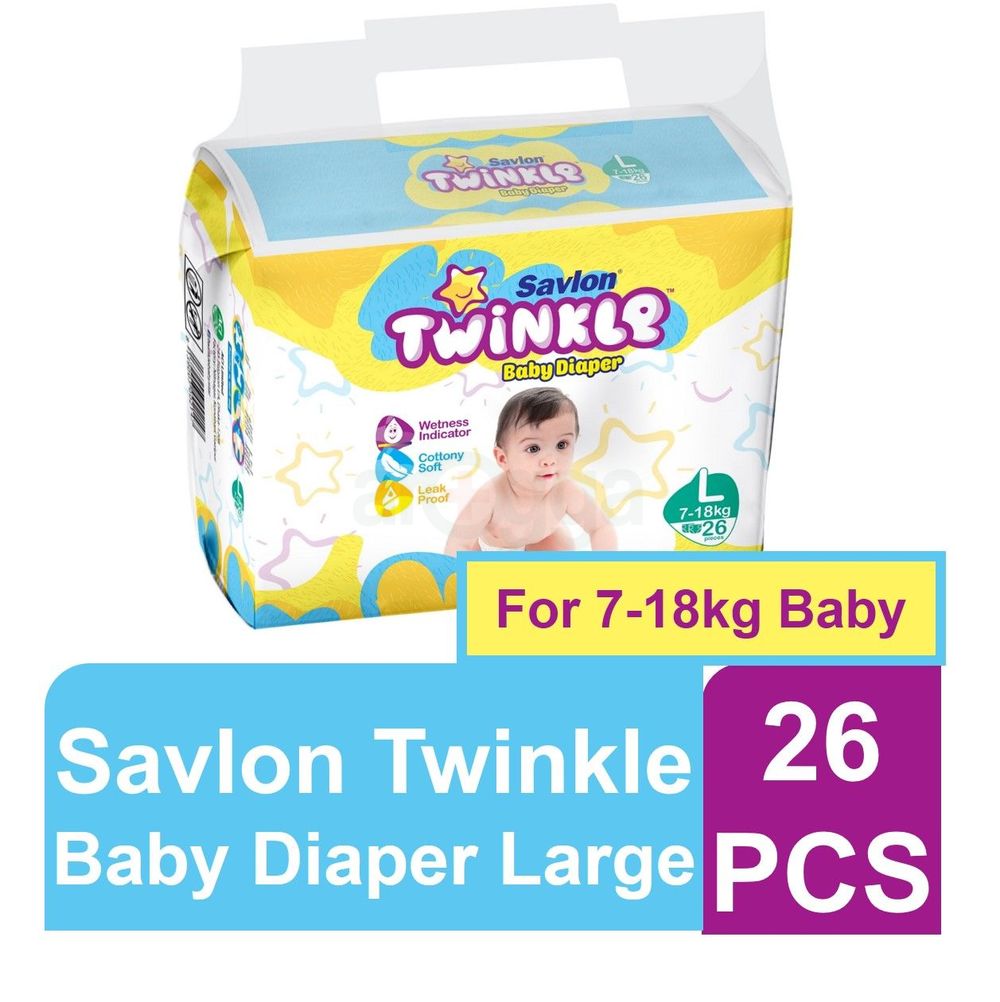 Savlon Twinkle Baby Belt Diaper Large 26 pcs  (7-18kg)  