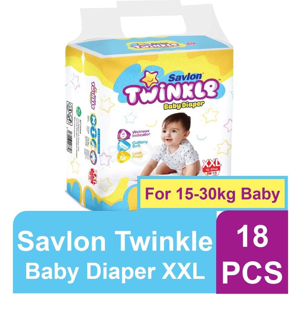 Savlon Twinkle Baby Belt Diaper XXL 18 pcs (15-30 Kg)  