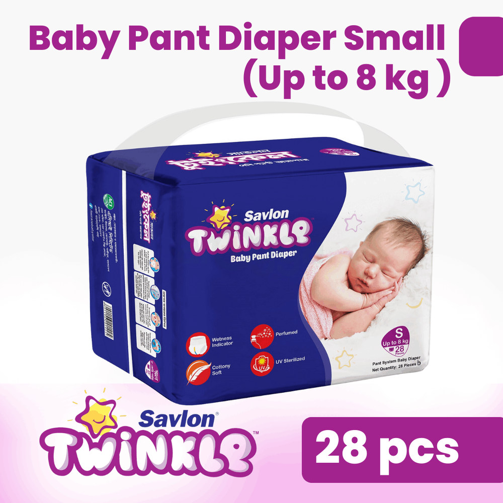 Savlon Twinkle Baby Pant Diaper Small 28 pcs (upto 8kg)  