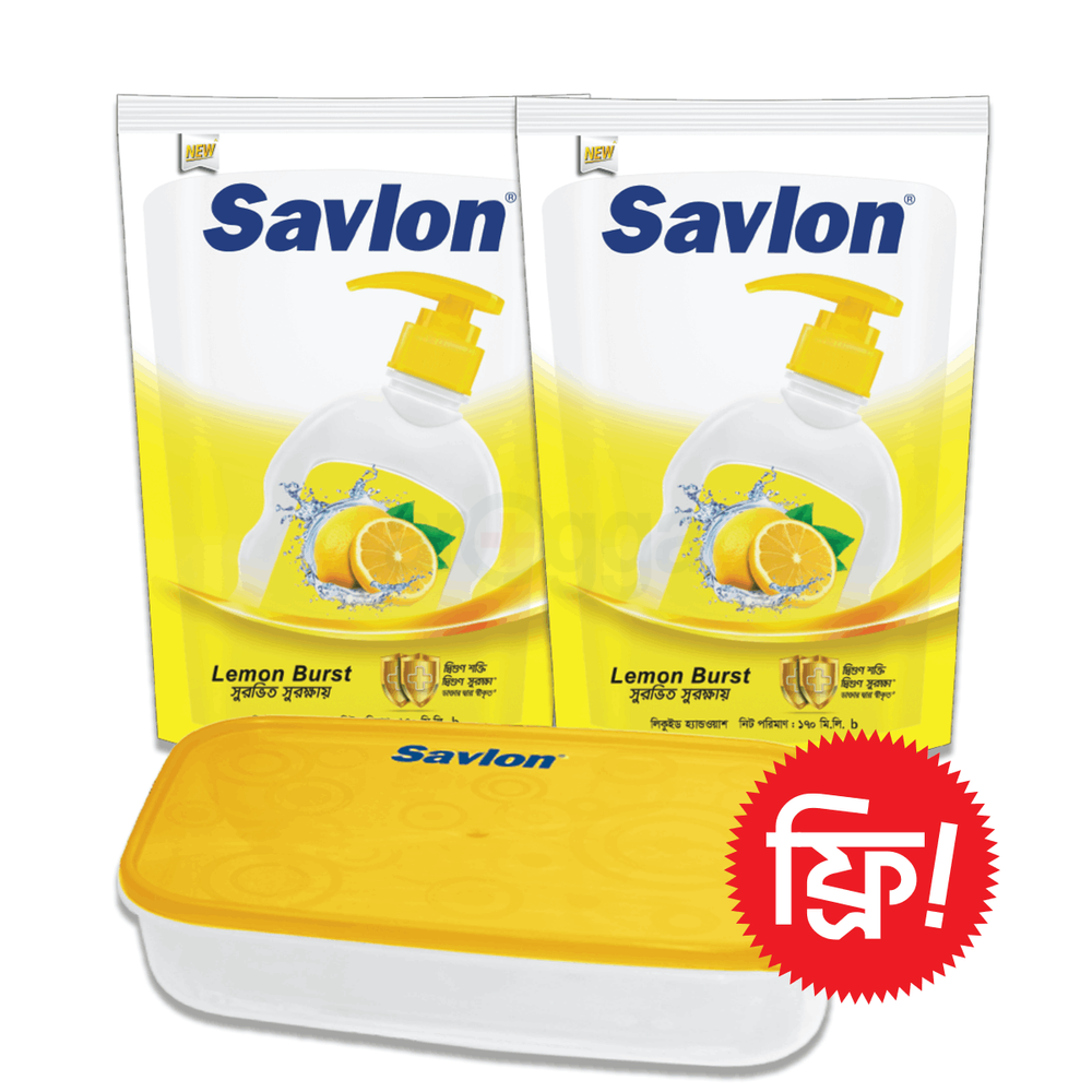 Savlon Hand Wash Lemon Burst 170ml (Buy 2 Pcs Hand Wash, GET 1 Tiffin Box FREE)  