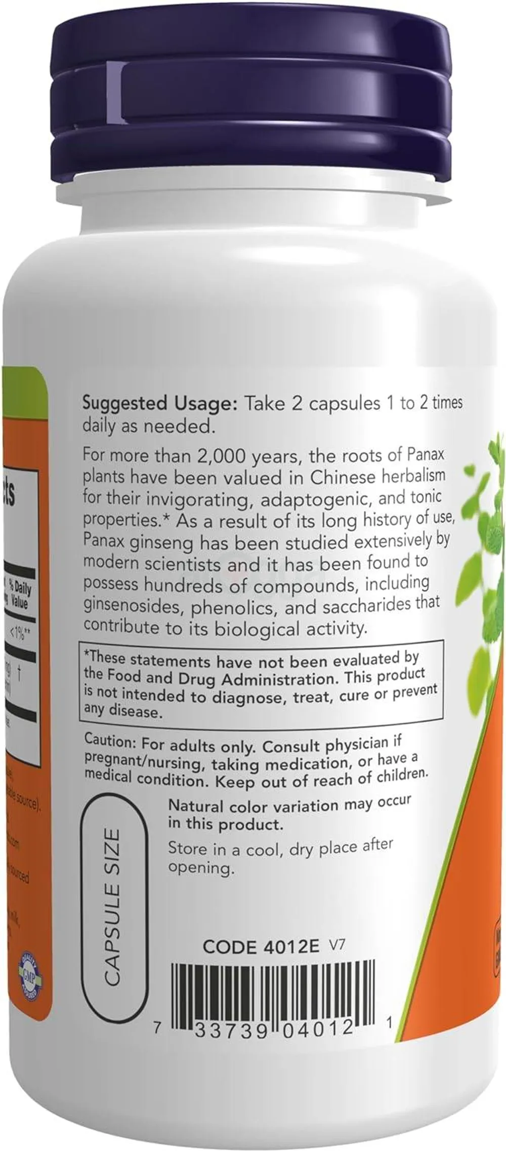 NOW Supplements, Panax Ginseng (Root) 500 mg, Adaptogenic Herb*, 100 Veg Capsules  