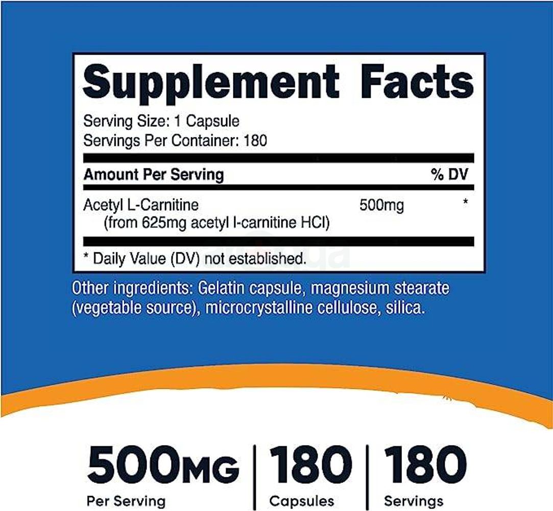 Nutricost Acetyl L-Carnitine 500mg, 180 Capsules - Non-GMO and Gluten Free  