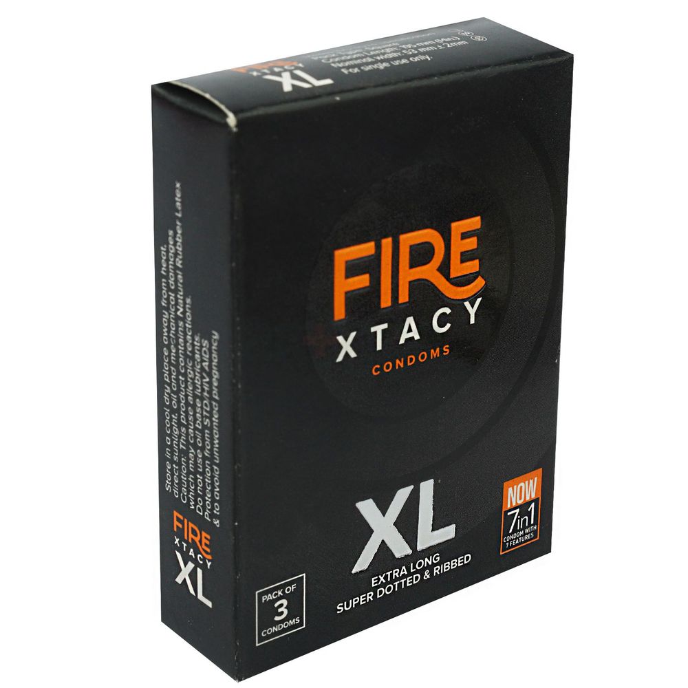 Fire Xtacy XL Super Dotted & Ribbed Condom 3's Pack  