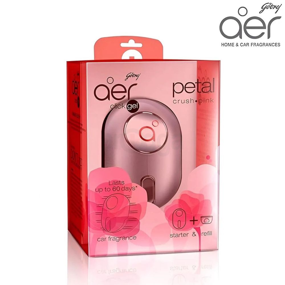 Godrej Aer Click Car Vent Air Freshener Kit Petal Crush Pink  