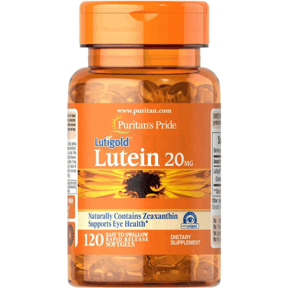 Puritan's Pride Lutein 20 mg with Zeaxanthin Softgels, Supports Eye Health, 120 Count  