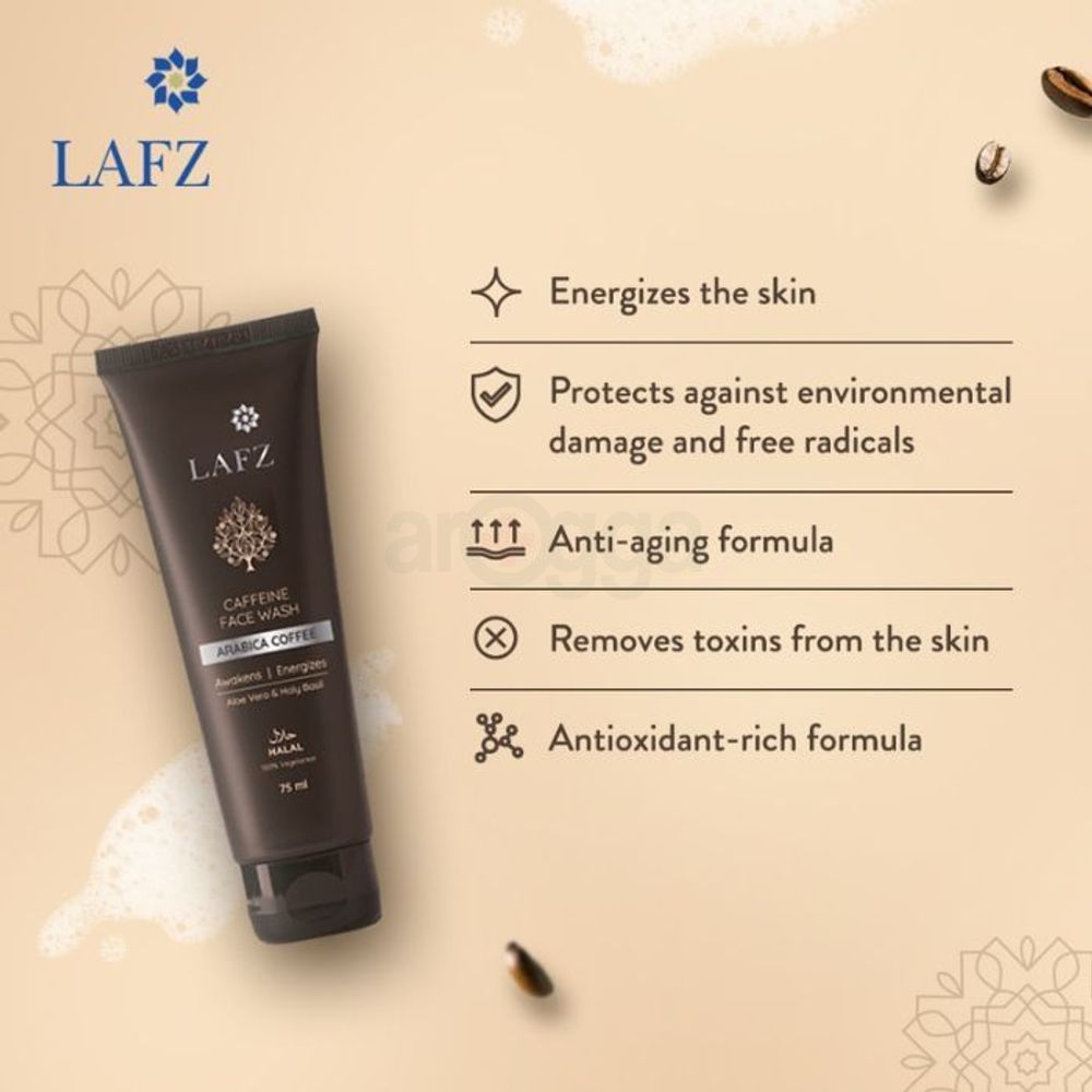Lafz Caffeine Face Wash with Arabica Coffee,  Aloe Vera & Holy Basil 75ml  
