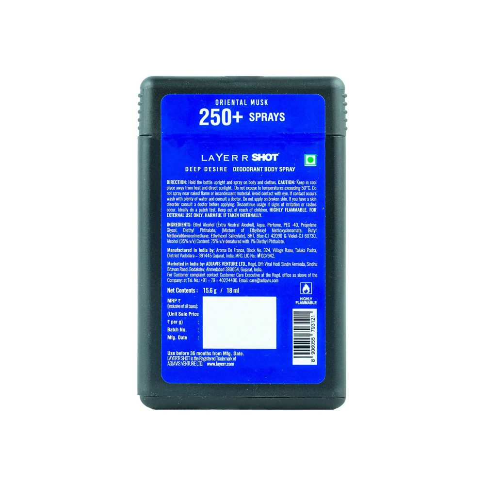 Layer'r Shot Deep Desire Body Spray for Men 18ml  