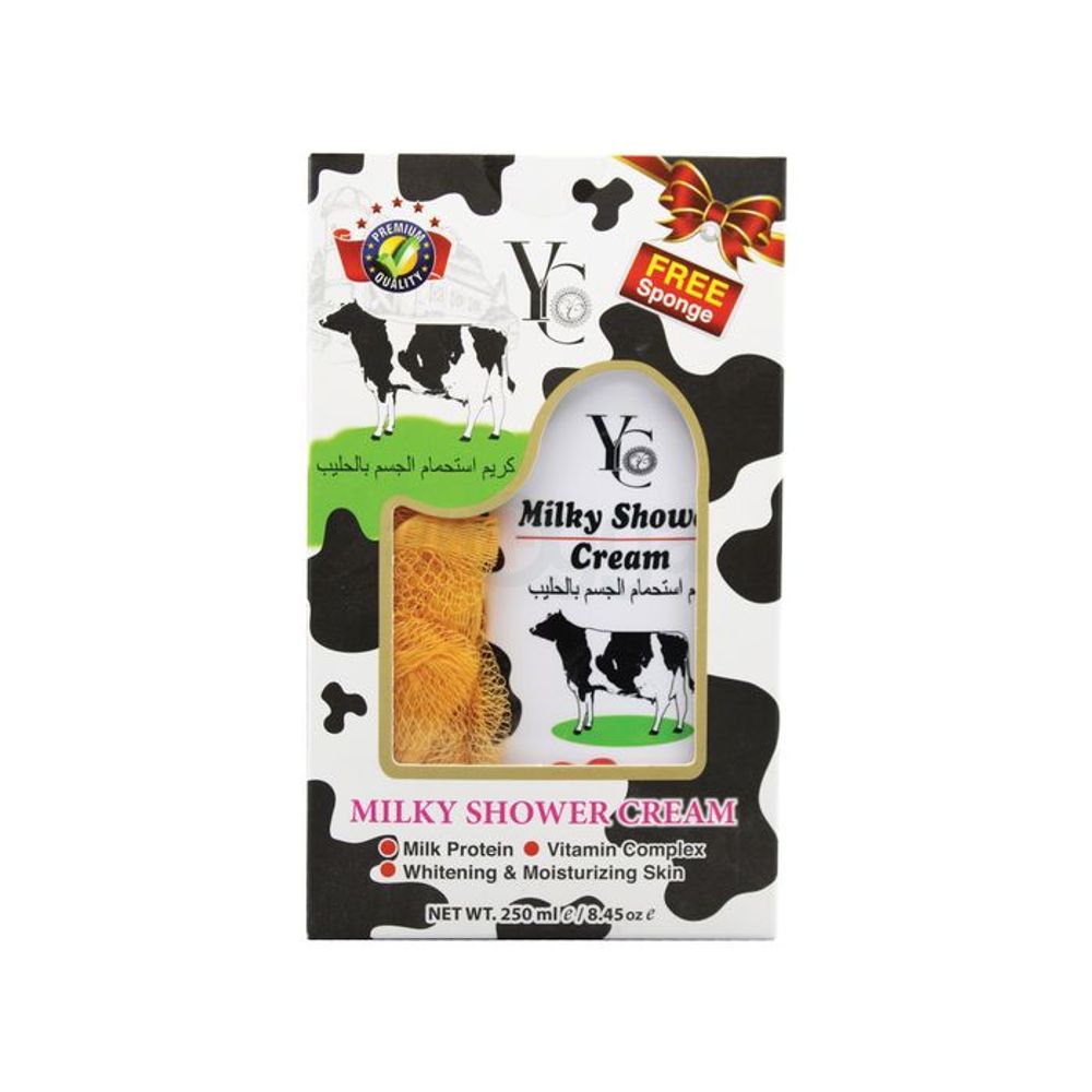 YC Milky Shower Cream With Sponge 250ml  