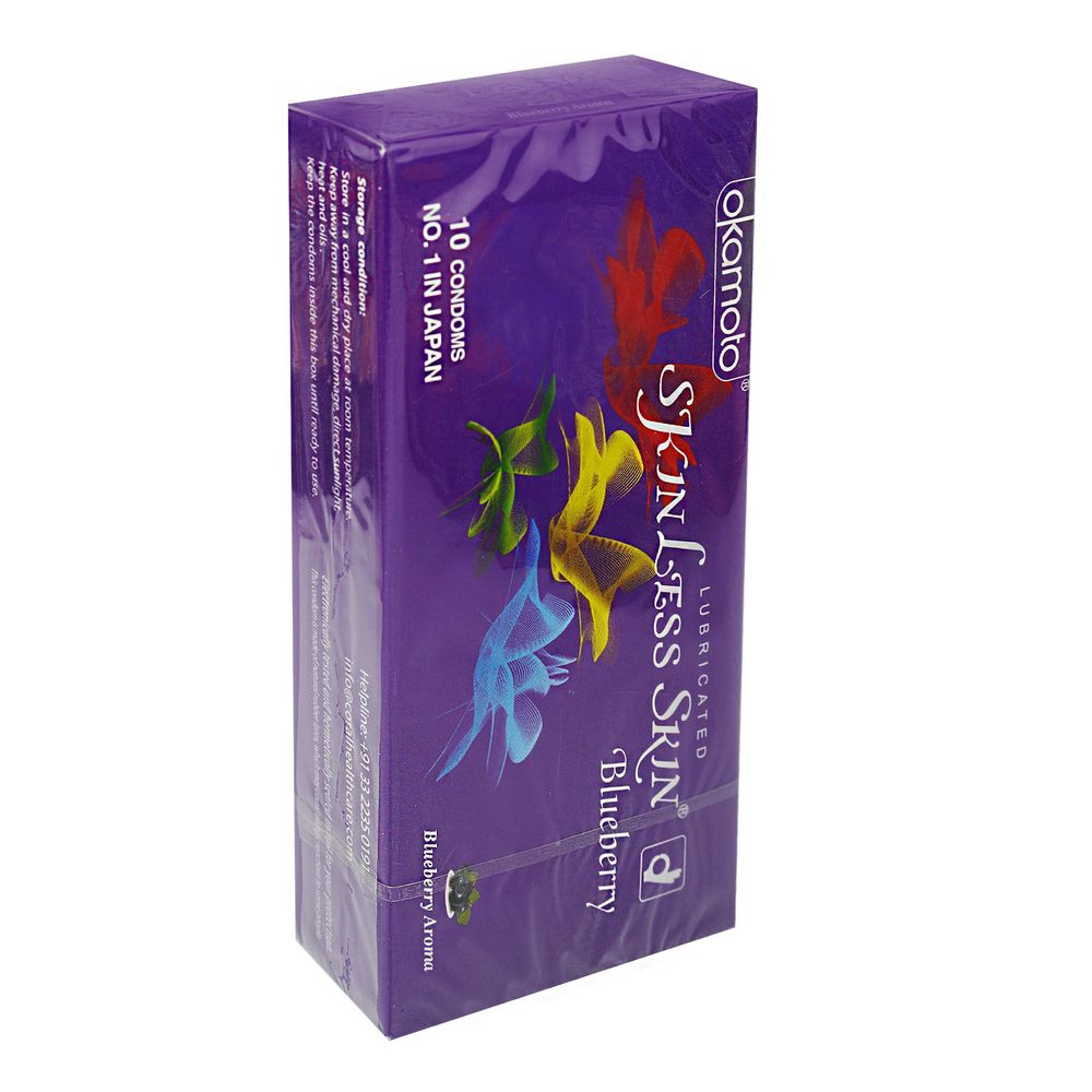 Okamoto Skinless Skin Blueberry Dotted Condom - 10Pcs Pack(Japan)  