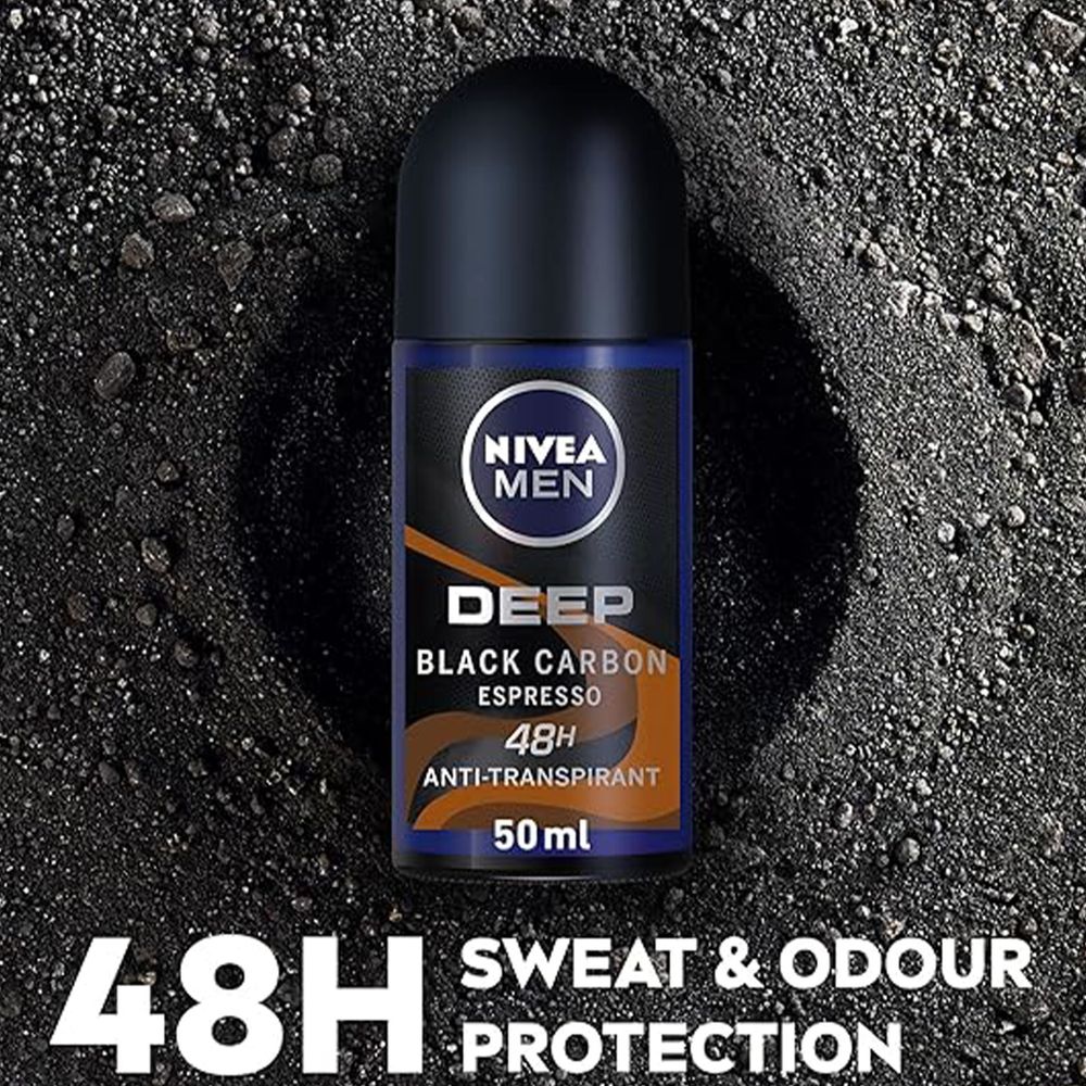 Nivea Men Roll On Deep Black Charcoal Espresso 72Jam  