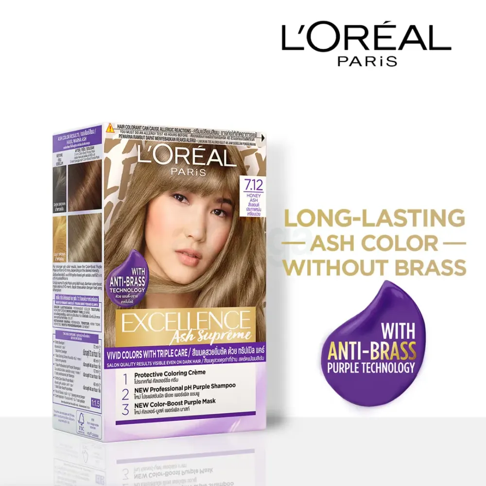 Loreal Paris Excellence Ash Supreme Hair Color 7.12 Honey Ash  