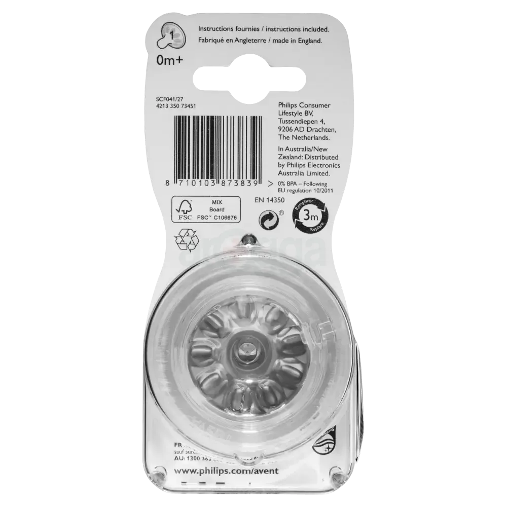 Philips Avent Natural Teat SCY962/02 (0m+) Newborn Flow 2 Pack  