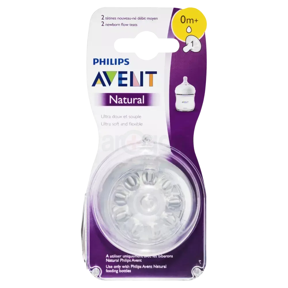 Philips Avent Natural Teat SCY962/02 (0m+) Newborn Flow 2 Pack  