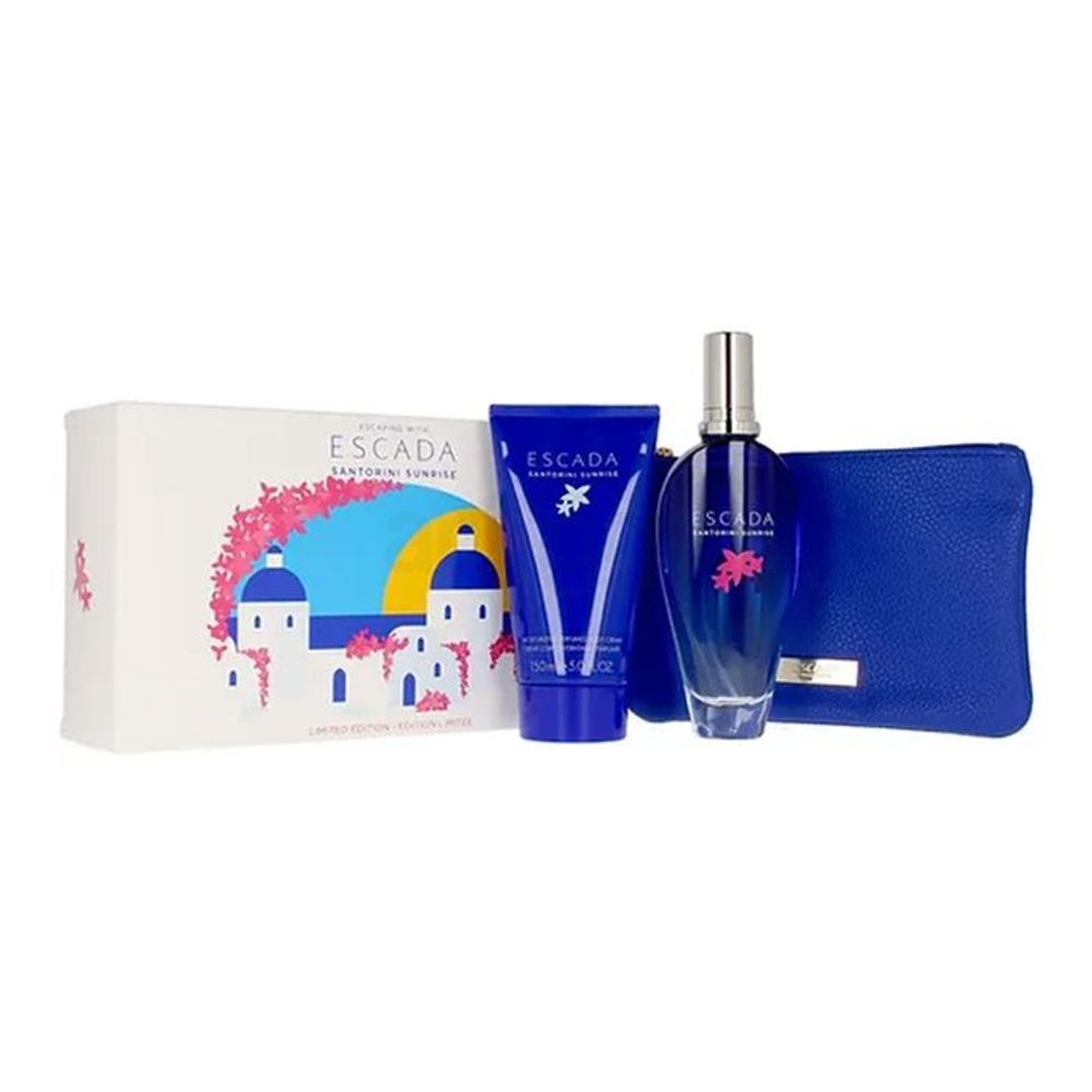 Escada Santorini Sunrise Giftset for Women (100ml EDT Spray + 150ml Perfumed Body Cream +1 Clutch Bag)  