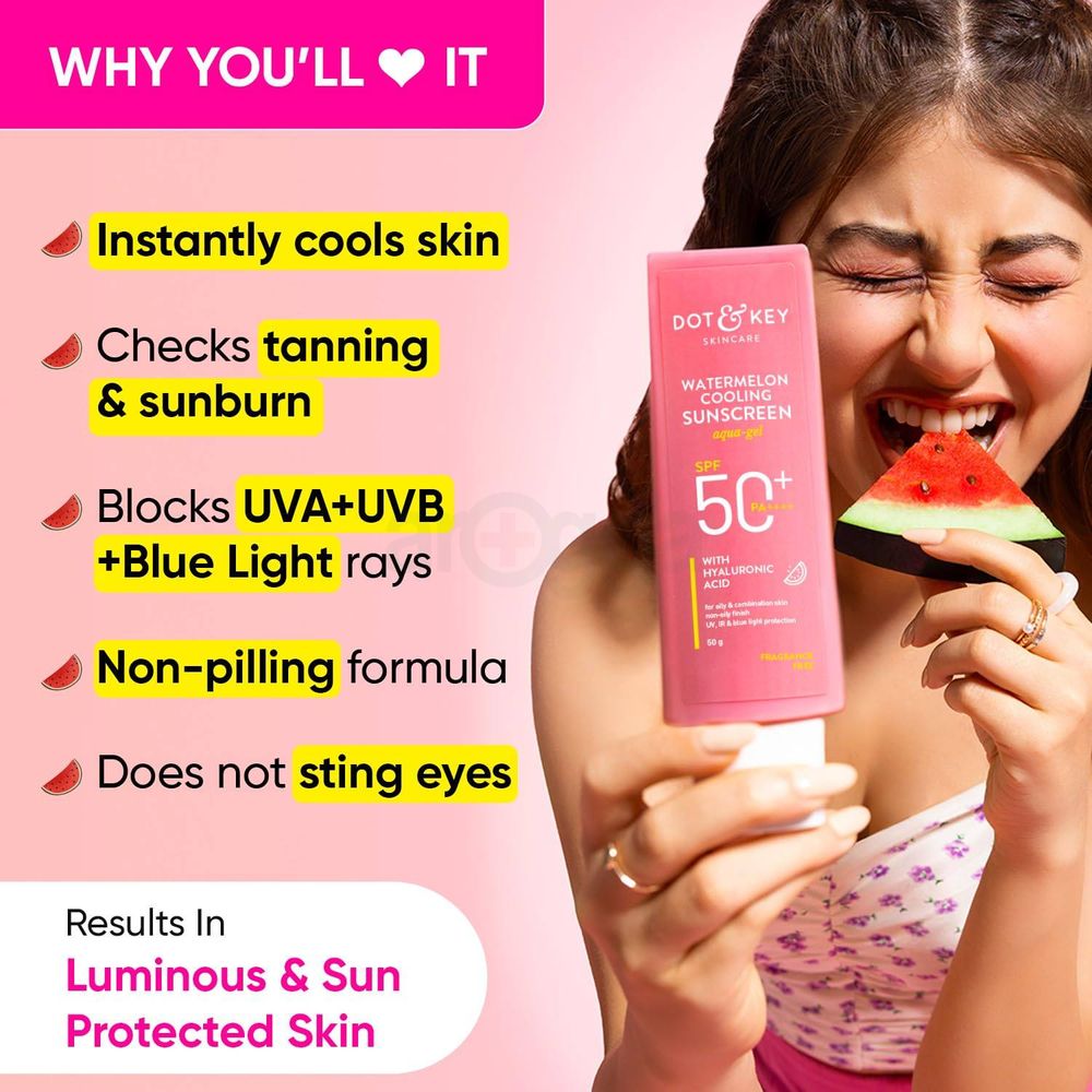 Dot & Key Watermelon Cooling Sunscreen SPF 50+ PA++++ with Hyaluronic Acid 80g  