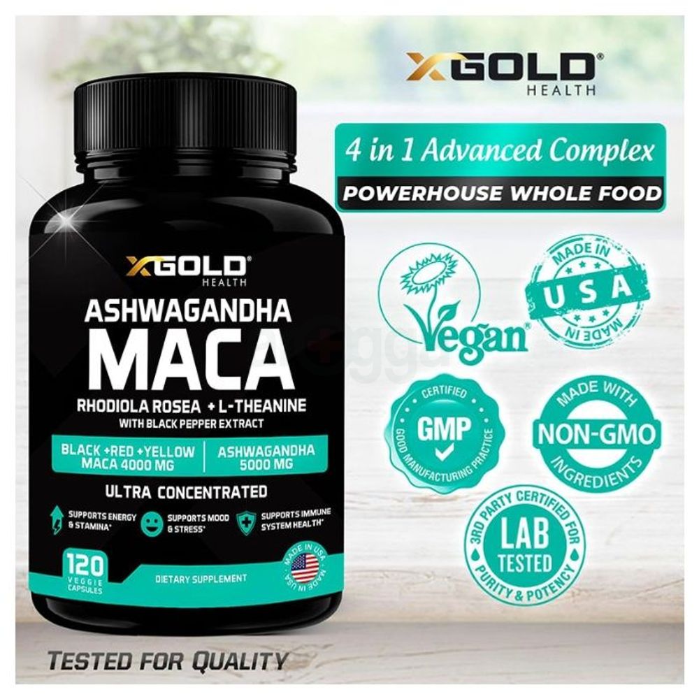 X Gold Strongest Health Maca Ashwagandha 120 Capsules  