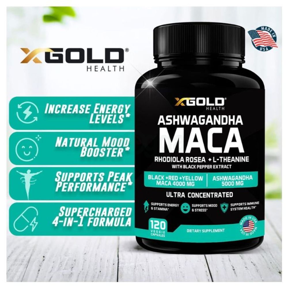 X Gold Strongest Health Maca Ashwagandha 120 Capsules  