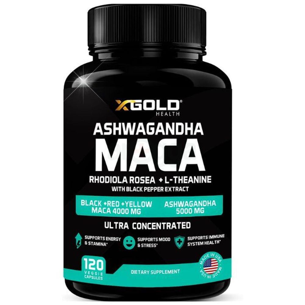 X Gold Strongest Health Maca Ashwagandha 120 Capsules  