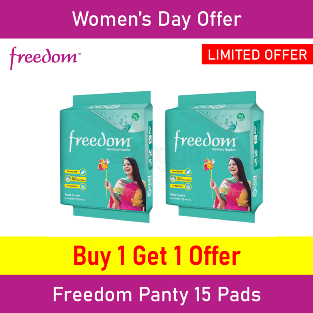 Freedom Sanitary Napkin Panty 15 Pads (Buy 1 Get 1 Free) - Arogga ...