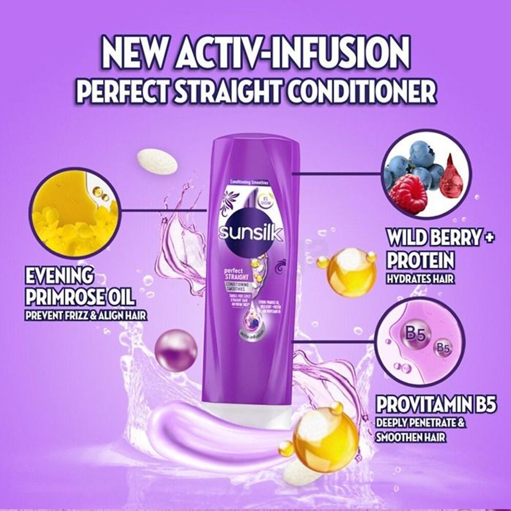 Sunsilk Perfect Straight Conditioner with Evening Primrose oil, Wild Berry + Protein and Provitamin B5 300ml  