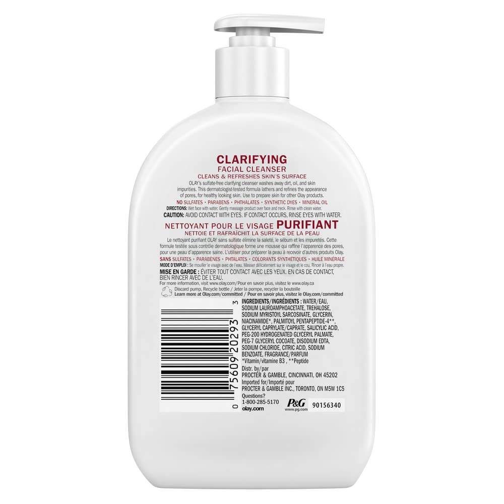 Olay Clarifying Daily Facial Cleanser with Niacinamide + Peptide 24  