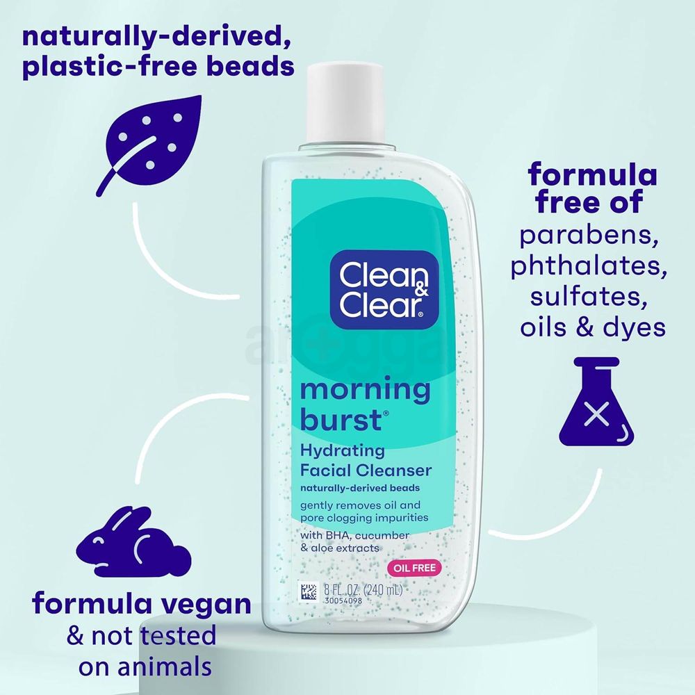 Clean & Clear Oil-Free Morning Burst Hydrating Facial Cleanser with BHA, Cucumber & Aloe Extracts  