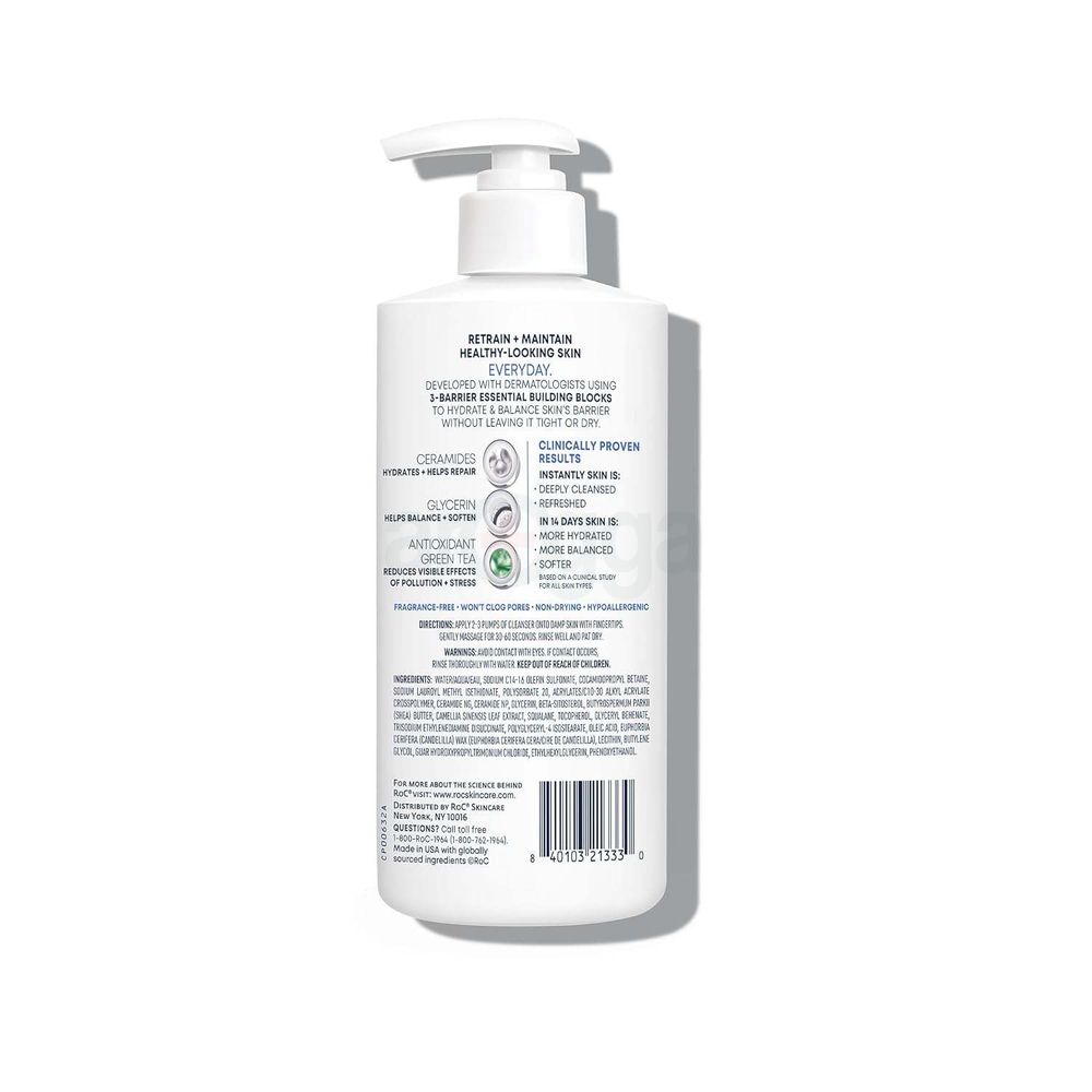 RoC Barrier Renew Gel to Foam Cleanser with Ceramides + Antioxidant Green Tea for All Skin Types   