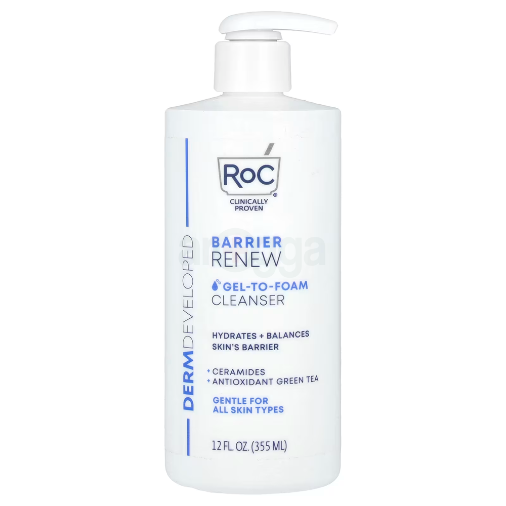RoC Barrier Renew Gel to Foam Cleanser with Ceramides + Antioxidant Green Tea for All Skin Types   