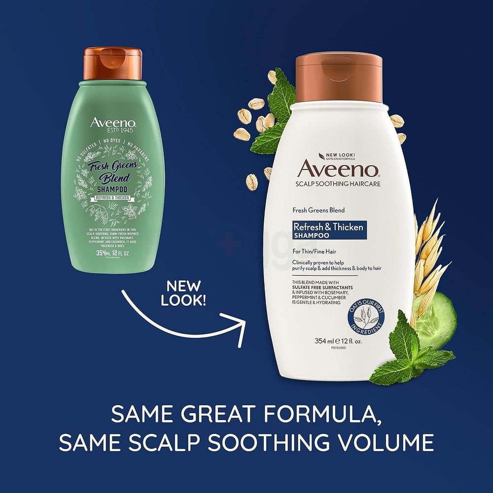 Aveeno Fresh Greens Blend Refresh & Thicken Shampoo for Thin & Fine Hair  