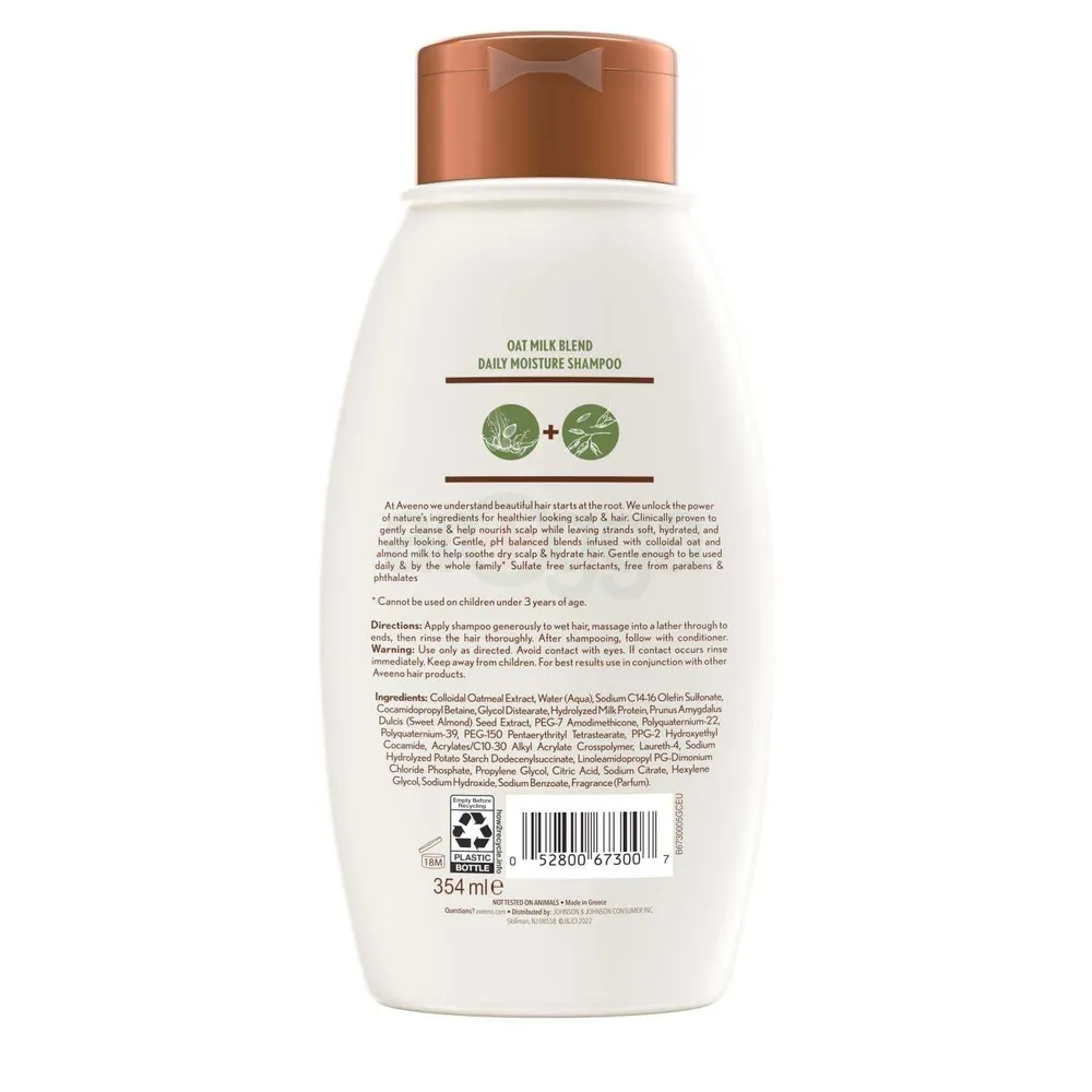 Aveeno Oat Milk Blend Daily Moisture Sampoo for Dry & Damaged Hair  