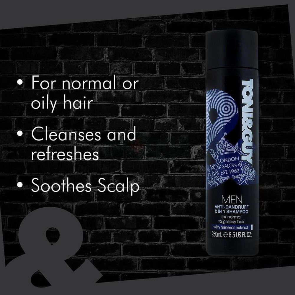 Toni & Guy 2 In 1 Anti-Dandruff Men Shampoo & Conditioner for Normal to Greasy Hair  
